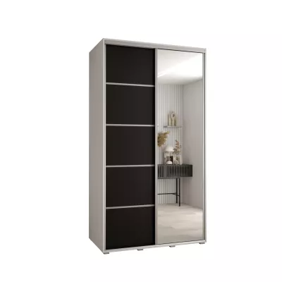 YVONA 5 gardróbszekrény - 140/60 cm, fehér / fekete / ezüst