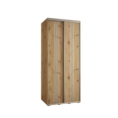 YVONA 6 gardróbszekrény - 100/60 cm, artisan tölgy / ezüst