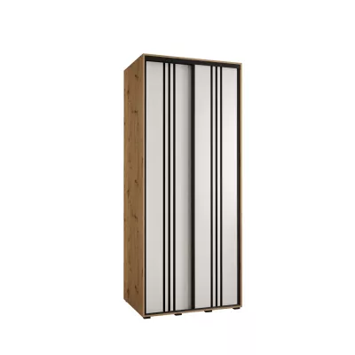 YVONA 6 gardróbszekrény - 100/60 cm, artisan tölgy / fehér / fekete