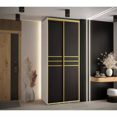 YVONA 10 gardróbszekrény - 100/45 cm, fehér / fekete / arany