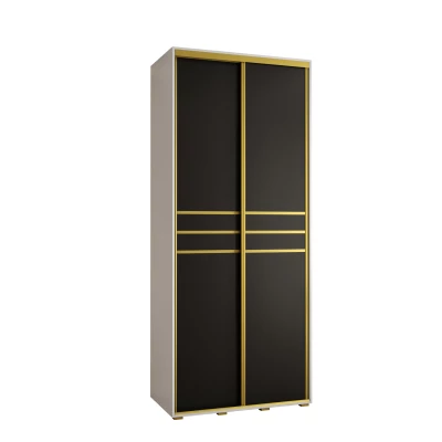 YVONA 10 gardróbszekrény - 100/45 cm, fehér / fekete / arany