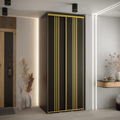 YVONA 6 gardróbszekrény - 110/60 cm, fekete / arany