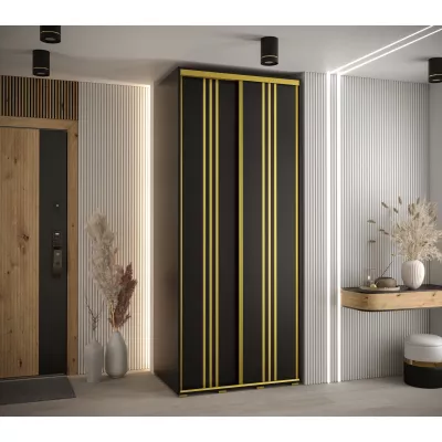 YVONA 6 gardróbszekrény - 110/60 cm, fekete / arany
