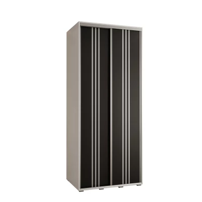 YVONA 6 gardróbszekrény - 110/60 cm, fehér / fekete / ezüst
