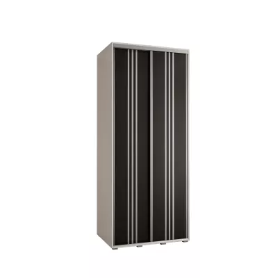 YVONA 6 gardróbszekrény - 110/60 cm, fehér / fekete / ezüst