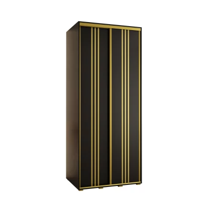 YVONA 6 gardróbszekrény - 110/60 cm, fekete / arany