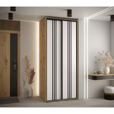 YVONA 6 gardróbszekrény - 120/60 cm, artisan tölgy / fehér / fekete