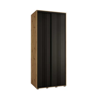 YVONA 6 gardróbszekrény - 120/60 cm, artisan tölgy / fekete / fekete