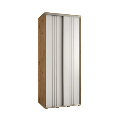 YVONA 6 gardróbszekrény - 120/60 cm, artisan tölgy / fehér / ezüst