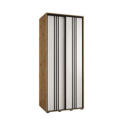 YVONA 6 gardróbszekrény - 120/60 cm, artisan tölgy / fehér / fekete