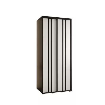 YVONA 6 gardróbszekrény - 120/60 cm, fekete / fehér / fekete