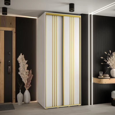 YVONA 6 gardróbszekrény - 120/60 cm, fehér / arany