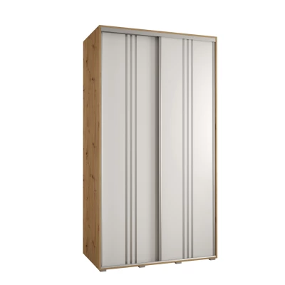 YVONA 6 gardróbszekrény - 130/60 cm, artisan tölgy / fehér / ezüst