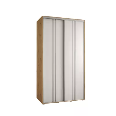 YVONA 6 gardróbszekrény - 130/60 cm, artisan tölgy / fehér / ezüst