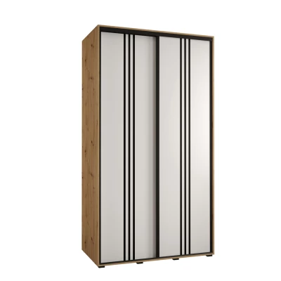 YVONA 6 gardróbszekrény - 130/60 cm, artisan tölgy / fehér / fekete