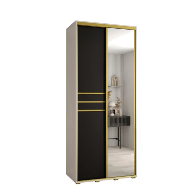 YVONA 11 gardróbszekrény - 100/45 cm, fehér / fekete / arany