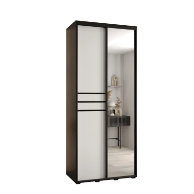 YVONA 11 gardróbszekrény - 100/45 cm, fekete / fehér/ fekete