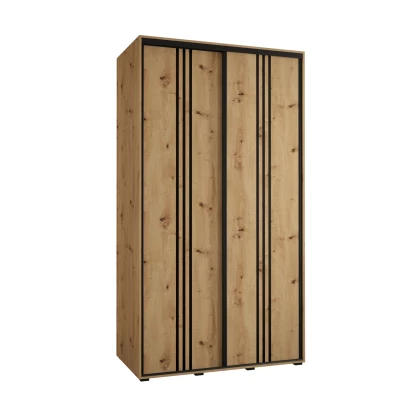 YVONA 6 gardróbszekrény - 140/60 cm, artisan tölgy / fekete