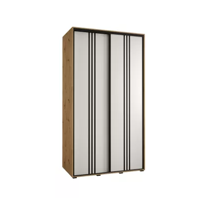 YVONA 6 gardróbszekrény - 140/60 cm, artisan tölgy / fehér / fekete