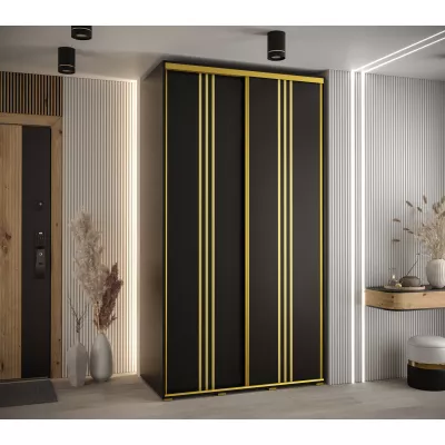 YVONA 6 gardróbszekrény - 140/60 cm, fekete / arany
