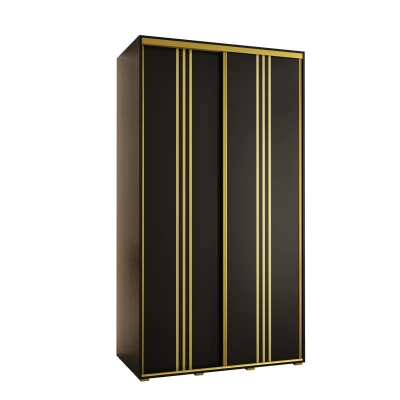 YVONA 6 gardróbszekrény - 140/60 cm, fekete / arany