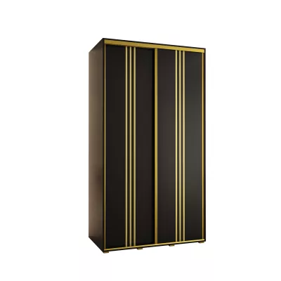 YVONA 6 gardróbszekrény - 140/60 cm, fekete / arany