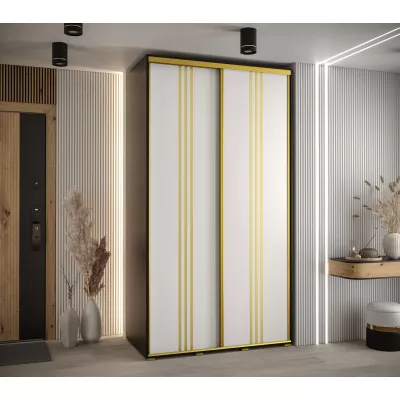 YVONA 6 gardróbszekrény - 140/60 cm, fekete / fehér / arany
