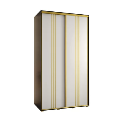 YVONA 6 gardróbszekrény - 140/60 cm, fekete / fehér / arany
