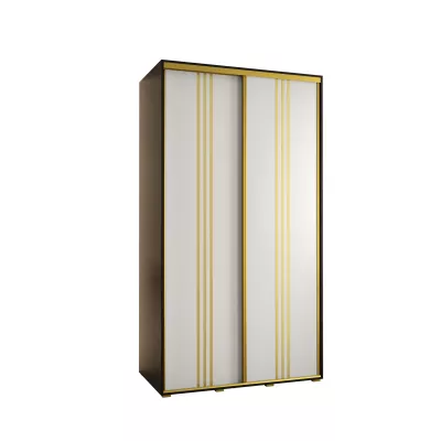 YVONA 6 gardróbszekrény - 140/60 cm, fekete / fehér / arany