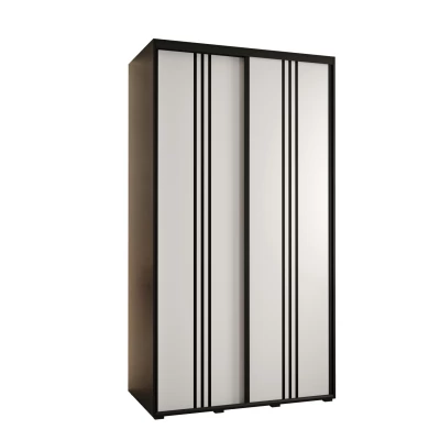 YVONA 6 gardróbszekrény - 140/60 cm, fekete / fehér / fekete