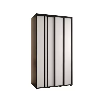 YVONA 6 gardróbszekrény - 140/60 cm, fekete / fehér / fekete