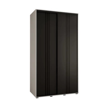 YVONA 6 gardróbszekrény - 140/60 cm, fehér / fekete / fekete