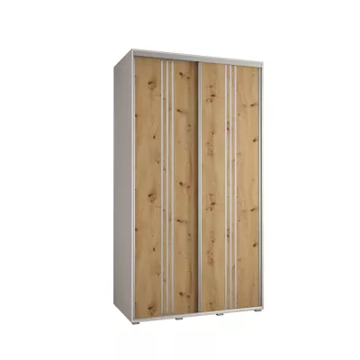 YVONA 6 gardróbszekrény - 140/60 cm, fehér / artisan tölgy / ezüst