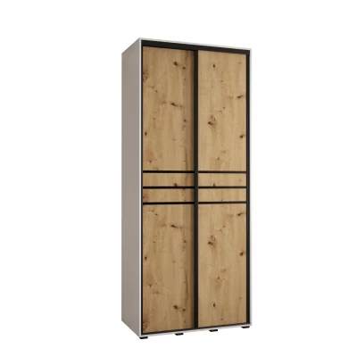 YVONA 10 gardróbszekrény - 120/45 cm, fehér / artisan tölgy / fekete