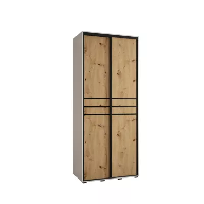 YVONA 10 gardróbszekrény - 120/45 cm, fehér / artisan tölgy / fekete