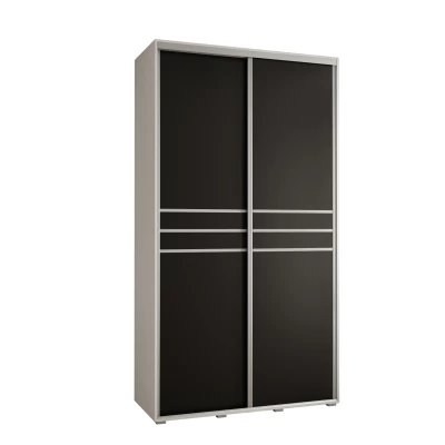 YVONA 10 gardróbszekrény - 130/45 cm, fehér / fekete / ezüst