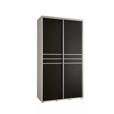 YVONA 10 gardróbszekrény - 130/45 cm, fehér / fekete / ezüst