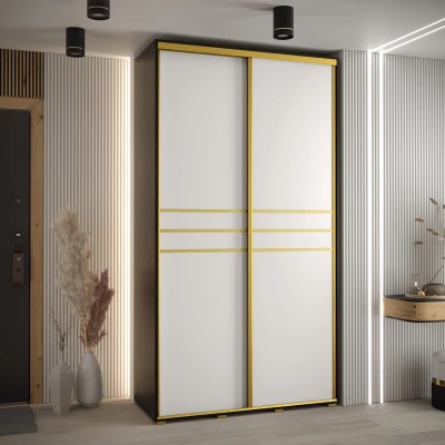 YVONA 10 gardróbszekrény - 140/45 cm, fekete / fehér / arany