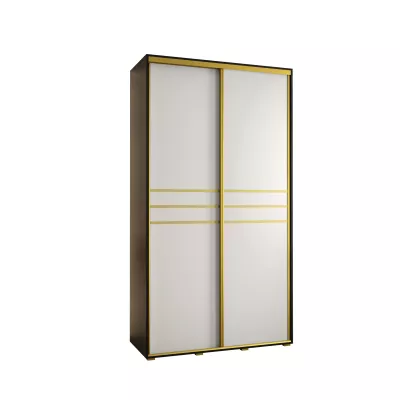 YVONA 10 gardróbszekrény - 140/45 cm, fekete / fehér / arany