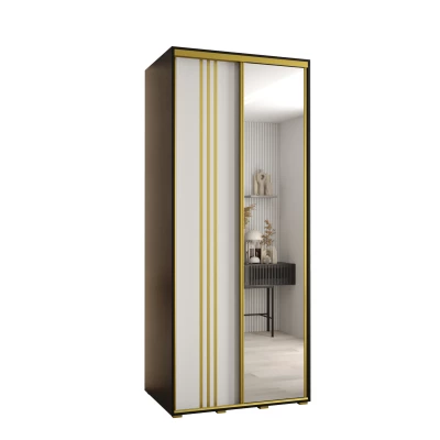 YVONA 7 gardróbszekrény - 110/60 cm, fekete / fehér / arany