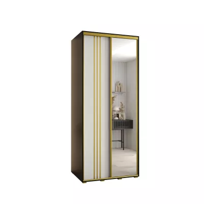 YVONA 7 gardróbszekrény - 110/60 cm, fekete / fehér / arany