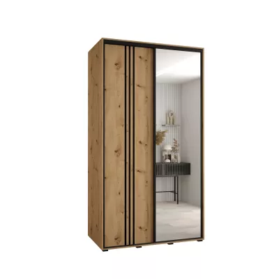 YVONA 7 gardróbszekrény - 140/60 cm, artisan tölgy / fekete