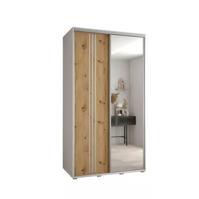 YVONA 7 gardróbszekrény - 140/60 cm, fehér / artisan tölgy / ezüst
