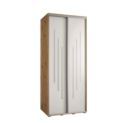 YVONA 8 gardróbszekrény - 110/60 cm, artisan tölgy / fehér / ezüst