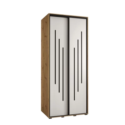 YVONA 8 gardróbszekrény - 110/60 cm, artisan tölgy / fehér / fekete