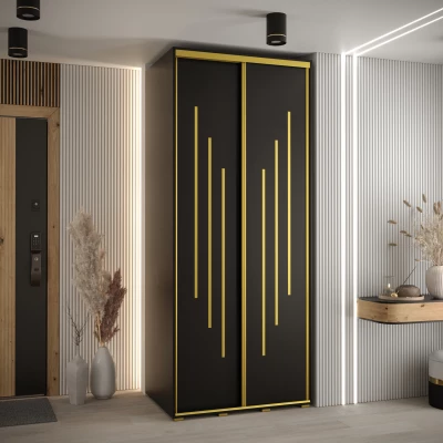 YVONA 8 gardróbszekrény - 120/60 cm, fekete / arany