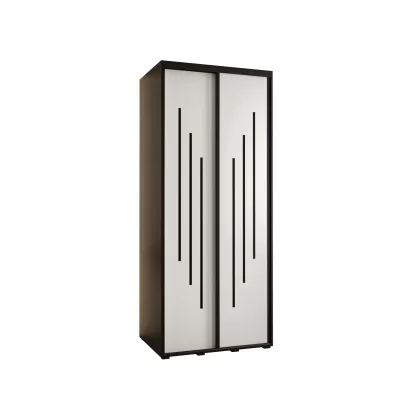 YVONA 8 gardróbszekrény - 120/60 cm, fekete / fehér / fekete