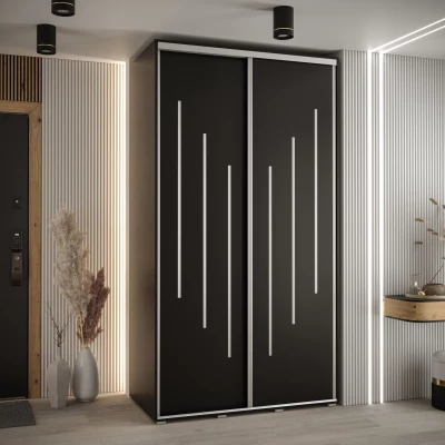YVONA 8 gardróbszekrény - 130/60 cm, fekete / ezüst