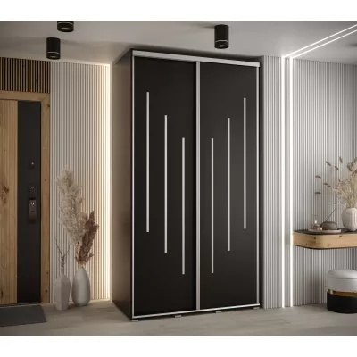YVONA 8 gardróbszekrény - 130/60 cm, fekete / ezüst