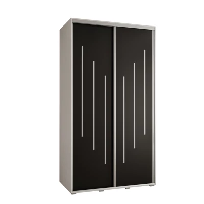 YVONA 8 gardróbszekrény - 130/60 cm, fehér / fekete / ezüst